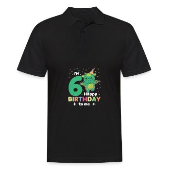 Drache zum 6. Geburtstag Kinder sechs Jahre alt - Männer Poloshirt - Schwarz - Vorne - Kai (181cm)