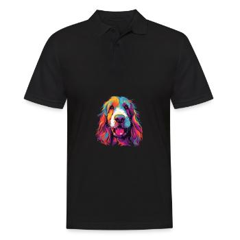 Wasserfarben Farbenfroher Petit Basset Griffon - Männer Poloshirt - Schwarz - Vorne - Kai (181cm)