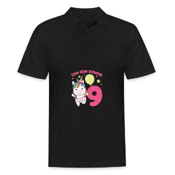 J’ai déjà 9 licornes d’anniversaire enfants - Polo Homme - noir - Devant - Kai (181cm)