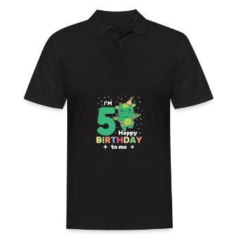 Drache zum 5. Geburtstag Kinder fünf Jahre alt - Männer Poloshirt - Schwarz - Vorne - Kai (181cm)