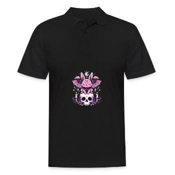 Kawaii Pastel Goth Cute Creepy Hase Fledermaus - Männer Poloshirt - Schwarz - Vorne - Kai (181cm)