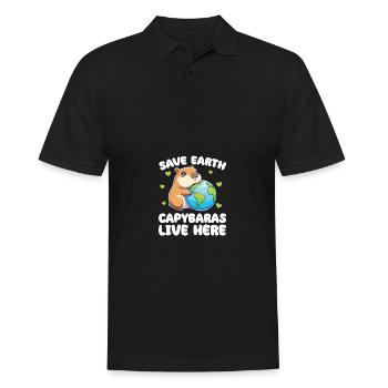 Sauvez la Terre Les Capybaras vivent ici Jour de la Terre - Polo Homme - noir - Devant - Kai (181cm)