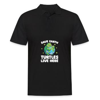 Is the only planet with turtles Earth Day - Men's Polo Shirt - black - Front - Kai (181cm)