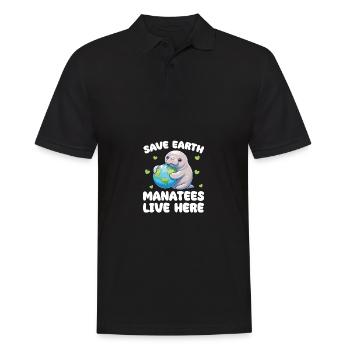 Save the Earth Manatees live here - Men's Polo Shirt - black - Front - Kai (181cm)