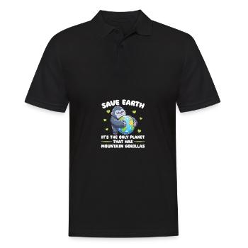 Is the only planet with mountain gorillas Earth Day - Men's Polo Shirt - black - Front - Kai (181cm)