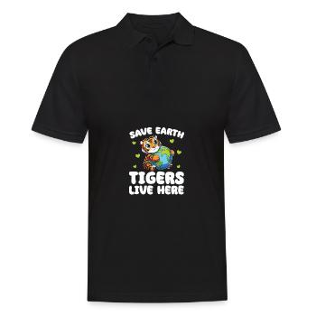 Sauvez la Terre Les tigres vivent ici Jour de la Terre - Polo Homme - noir - Devant - Kai (181cm)