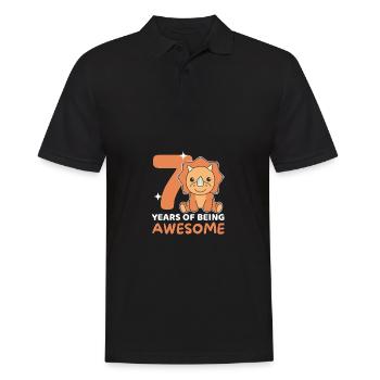 Tricératops 7e anniversaire enfants sept ans - Polo Homme - noir - Devant - Kai (181cm)