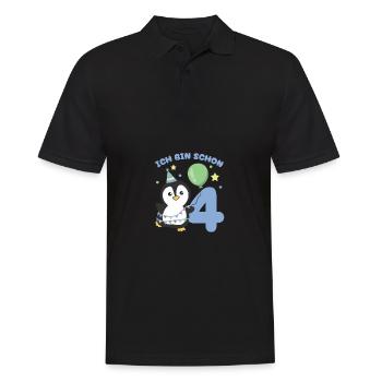 Ich bin schon 4 Pinguine Geburtstags Kinder - Männer Poloshirt - Schwarz - Vorne - Kai (181cm)