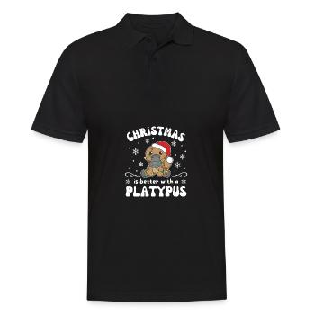 Christmas is better with a platypus - Men's Polo Shirt - black - Front - Kai (181cm)