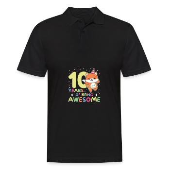 Fuchs zum 10. Geburtstag Kinder zehn Jahre alt - Männer Poloshirt - Schwarz - Vorne - Kai (181cm)