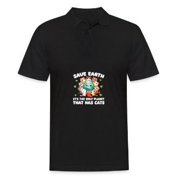 Ist der einzige Planet mit Katzen Earth Day - Männer Poloshirt - Schwarz - Vorne - Kai (181cm)