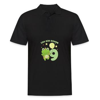 J’ai déjà 9 enfants d’anniversaire de grenouilles - Polo Homme - noir - Devant - Kai (181cm)