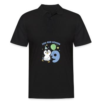 J’ai déjà 9 enfants d’anniversaire de pingouins - Polo Homme - noir - Devant - Kai (181cm)
