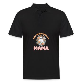 Halloween groovy maman fantôme hippie fleurs vintage - Polo Homme - noir - Devant - Kai (181cm)