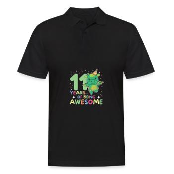 Drache zum 11. Geburtstag Kinder elf Jahre alt - Männer Poloshirt - Schwarz - Vorne - Kai (181cm)