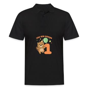 Ich bin schon 1 Biber Geburtstags Kinder - Männer Poloshirt - Schwarz - Vorne - Kai (181cm)
