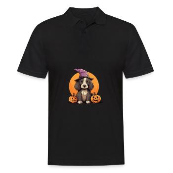Halloween Witch Hat Pumpkin Dog Cocker Spaniel - Men's Polo Shirt - black - Front - Kai (181cm)