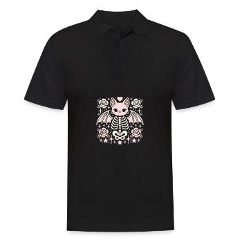 Kawaii Gothic Katze Pastellfarben Gothic Goth - Männer Poloshirt - Schwarz - Vorne - Kai (181cm)