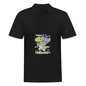 Elephant Happy Halloween T-Rex Mummy Costume - Men's Polo Shirt - black - Front - Kai (181cm)
