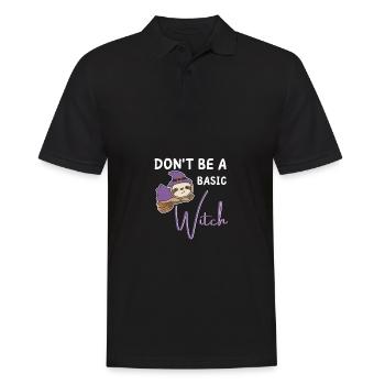 Faultier Halloween Hexen don't be a basic witch - Männer Poloshirt - Schwarz - Vorne - Kai (181cm)