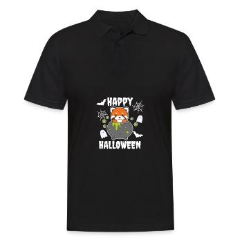 Red Panda Happy Halloween Witch's Cauldron Bat - Men's Polo Shirt - black - Front - Kai (181cm)