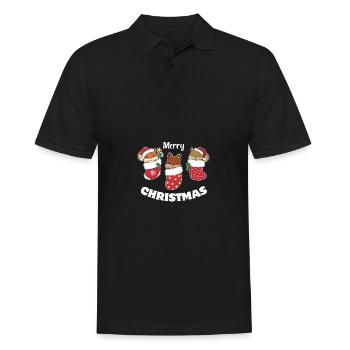Süße Eichhörnchen in Weihnachtssocke zu - Männer Poloshirt - Schwarz - Vorne - Kai (181cm)