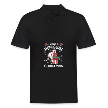 Je veux un pingouin pour Noël mignons pingouins - Polo Homme - noir - Devant - Kai (181cm)