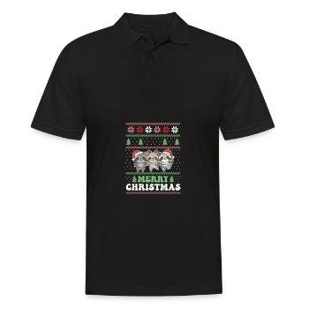 Merry Christmas retro ugly christmas Waschbär - Männer Poloshirt - Schwarz - Vorne - Kai (181cm)