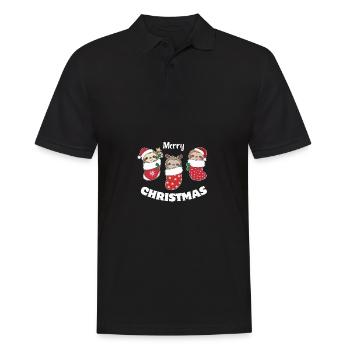 Mignons paresseux en chaussette de Noël pour Noël - Polo Homme - noir - Devant - Kai (181cm)