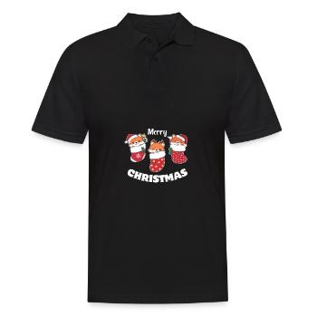 Renards mignons en chaussette de Noël pour Noël - Polo Homme - noir - Devant - Kai (181cm)