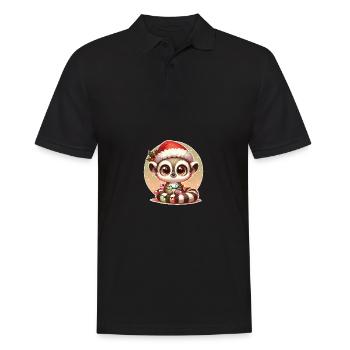 Weihnachtsmütze Weihnachten Lichterkette Lemur - Männer Poloshirt - Schwarz - Vorne - Kai (181cm)