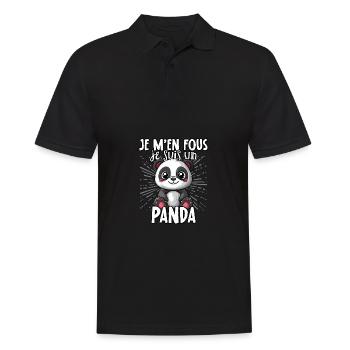 Je m’en fous je suis un panda - sweet panda - Polo Homme - noir - Devant - Kai (181cm)
