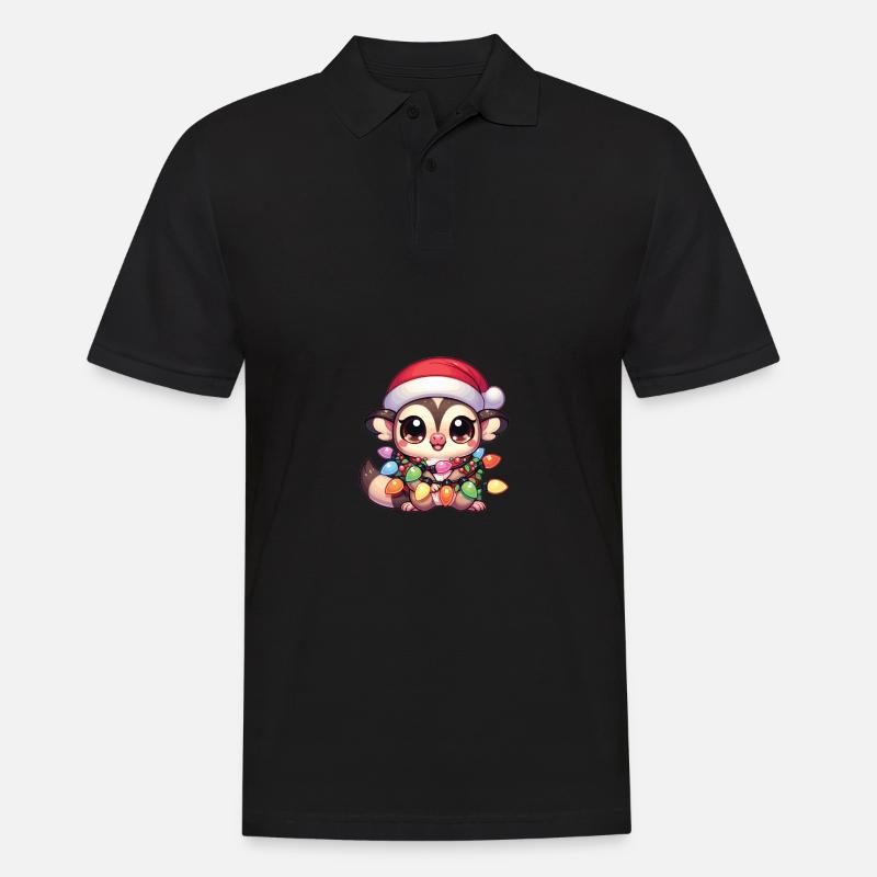 Christmas String Lights Sugar Gliders - Men's Polo Shirt - black