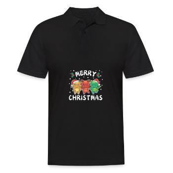 Merry Christmas süßer Drache Weihnachtliches - Männer Poloshirt - Schwarz - Vorne - Kai (181cm)