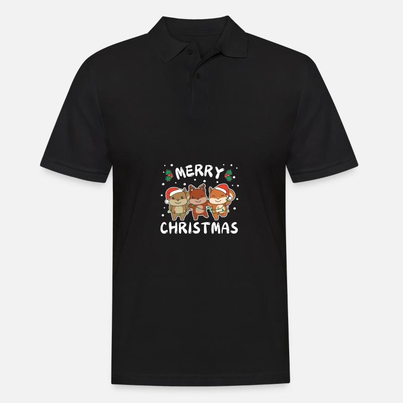 Joyeux Noël Mignon Écureuil - Polo Homme - noir