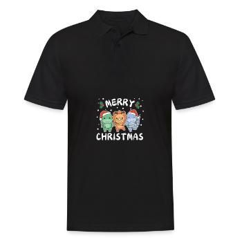 Joyeux Noël Dino mignon Dinos de Noël - Polo Homme - noir - Devant - Kai (181cm)