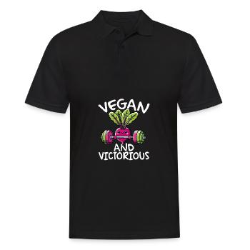 Vegane Und Siegreiche Lustige Pflanzliche Fitness - Männer Poloshirt - Schwarz - Vorne - Kai (181cm)