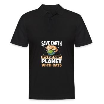 Ist der einzige Planet mit Katzen Earth Day - Männer Poloshirt - Schwarz - Vorne - Kai (181cm)
