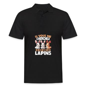 Si vous me cherchez, je suis avec les lapins - Polo Homme - noir - Devant - Kai (181cm)