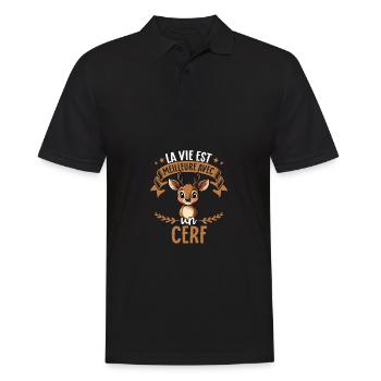 La vie est meilleure avec un cerf - sweet deer - Men's Polo Shirt - black - Front - Kai (181cm)