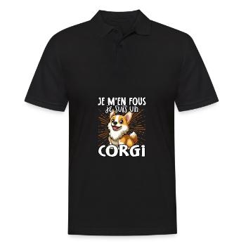 Je m’en fous je suis un Corgi - sweet corgi - Polo Homme - noir - Devant - Kai (181cm)
