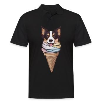 Border Collie comme glace gaufrée pour les amateurs de crème glacée - Polo Homme - noir - Devant - Kai (181cm)