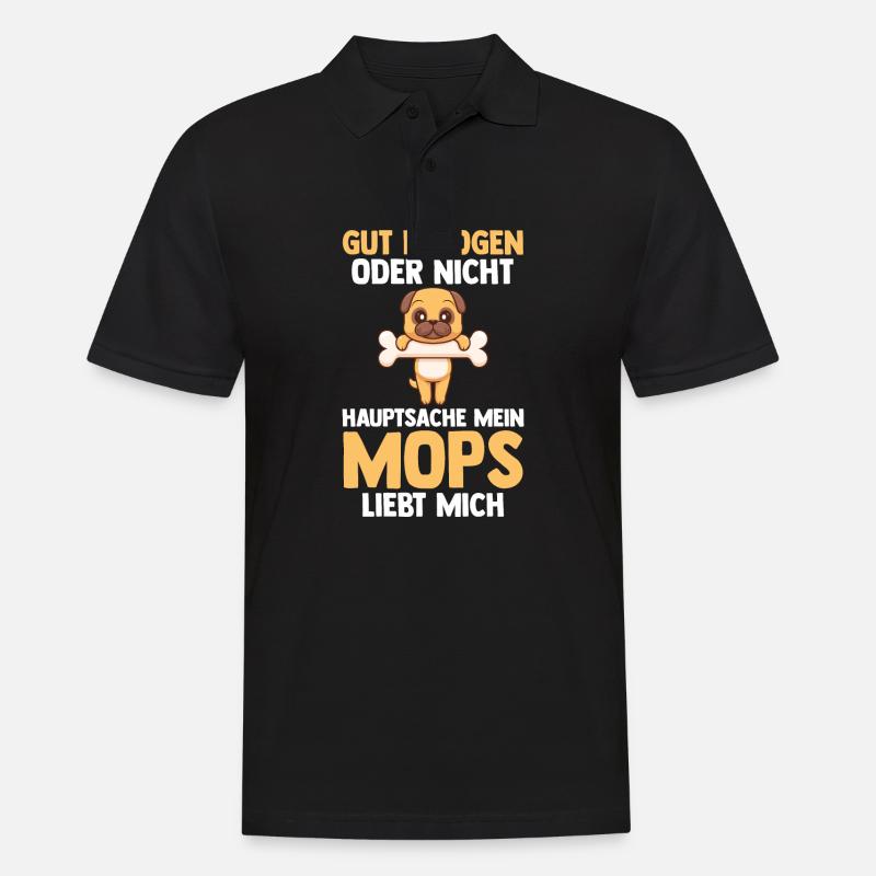 Hund Mops - Männer Poloshirt - Schwarz