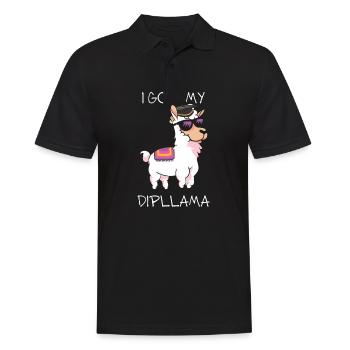 Ich habe Mein Dipllama - LLama Lover, Schule - Männer Poloshirt - Schwarz - Vorne - Kai (181cm)