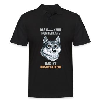 Husky Glitzer Hundehalter Hundehaare - Männer Poloshirt - Schwarz - Vorne - Kai (181cm)