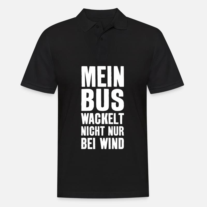 LUSTIG BUS CAMPER CAMPING - Männer Poloshirt - Schwarz