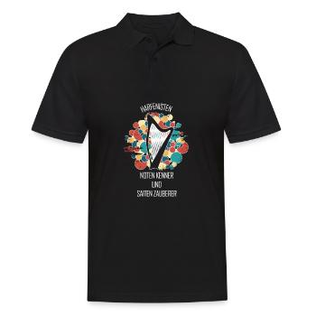 Harfe Geschenk Musikinstrument Musiker Zupfen - Männer Poloshirt - Schwarz - Vorne - Kai (181cm)
