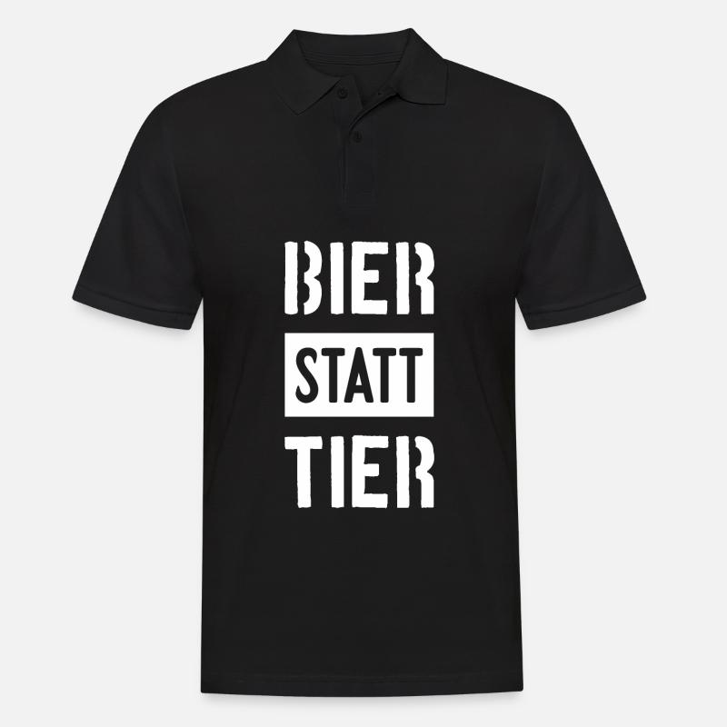 BIER STATT TIER VEGAN - Männer Poloshirt - Schwarz