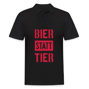 BIER STATT TIER VEGAN - Männer Poloshirt - Schwarz - Vorne - Kai (181cm)