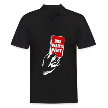 FUSSBALL ROTE KARTE FOUL BLUTGRÄTSCHE - Männer Poloshirt - Schwarz - Vorne - Kai (181cm)